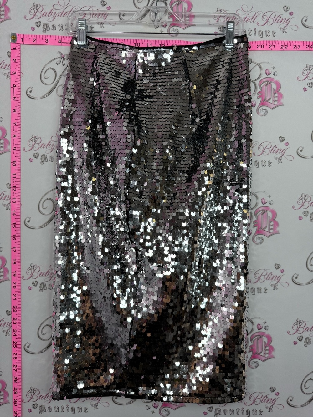 SHEIN skirt sequins sparkly Silver Sequin Midi Skirt